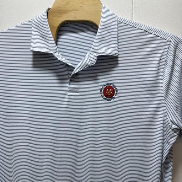 Peter Millar Featherweight UPF 50+ Polo Golf Shirt Striped Blue Men's Size‎ XL - Picture 1 of 7